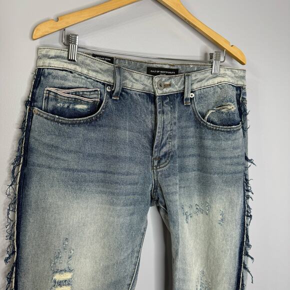 Cult of Individuality Greaser Distressed Straight Leg Jeans Men's 33x34 - Picture 2 of 15